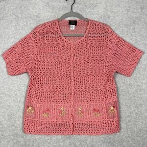 Teddi Crochet Cardigan Sweater Womens‎ Size 8 Cottagecore Coquette Grandma